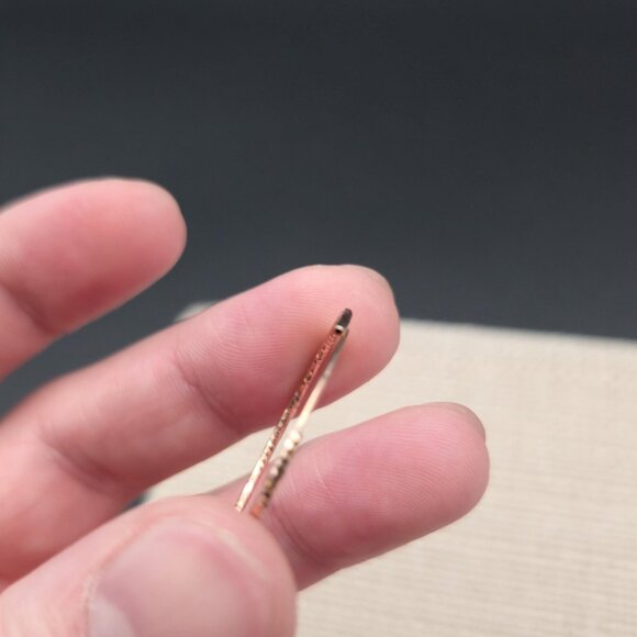 Rose Gold Over Sterling Silver Textured Hoop Earrings A6563 - Picture 3 of 6